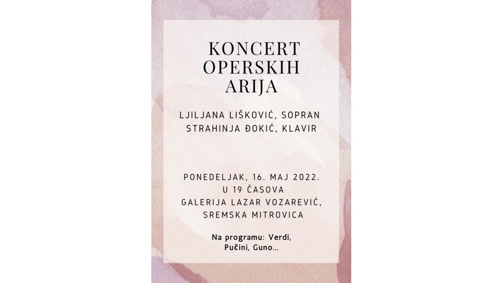 Koncert operskih arija večeras u mitrovačkoj galeriji