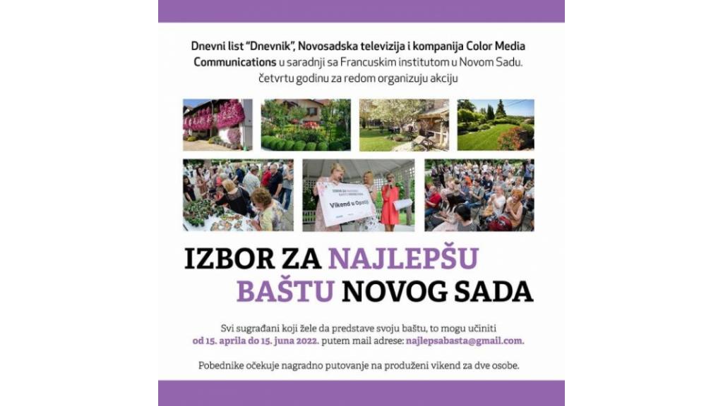 Prijave za najlepšu baštu Novog Sada do 15. juna