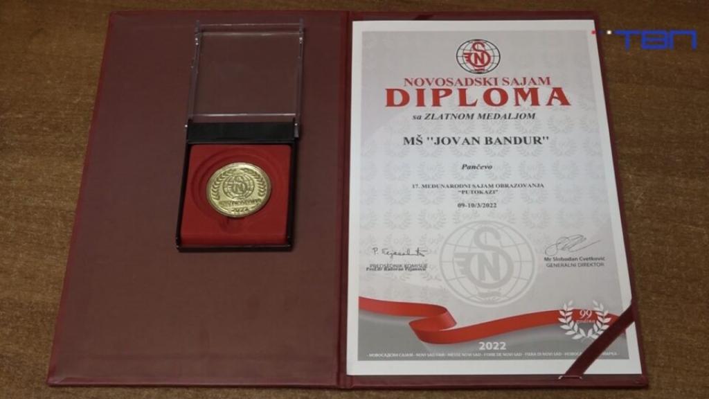 MŠ “Jovan Bandur” dobila  diplomu sa zlatnom medaljom za izuzetne pedagoške aktivnosti
