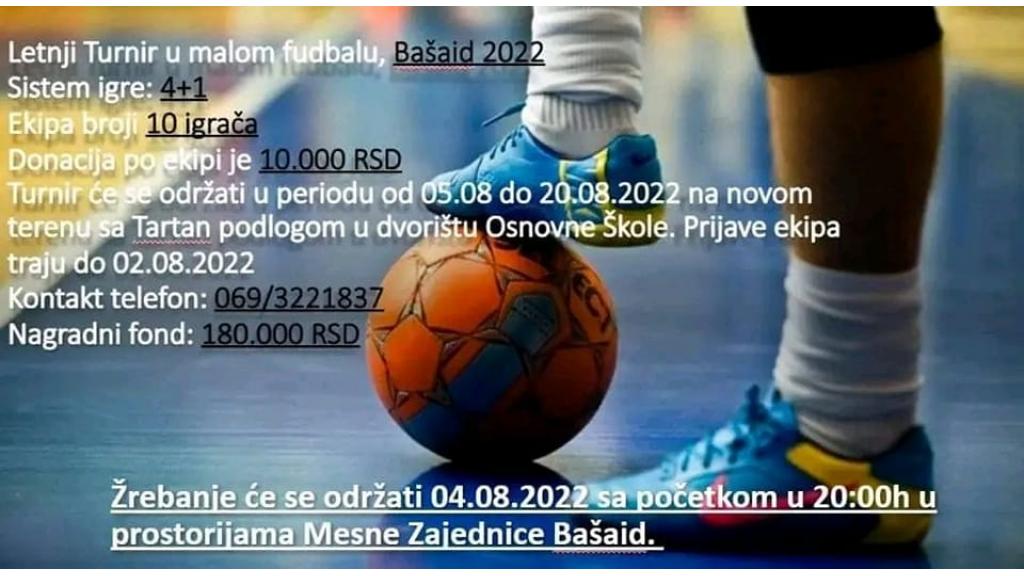 U toku je prijavljivanje za Letnji turnir u malom fudbalu u Bašaidu