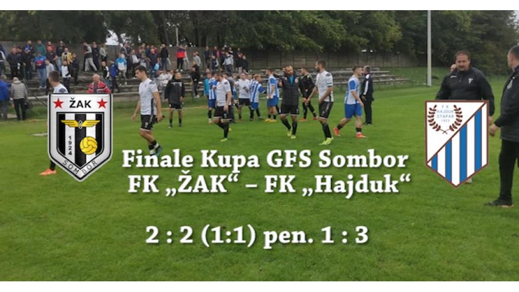 FK „Hajduk“ iz Stapara odbranio titulu pobednika Kupa Gradskog fudbalskog saveza Sombor